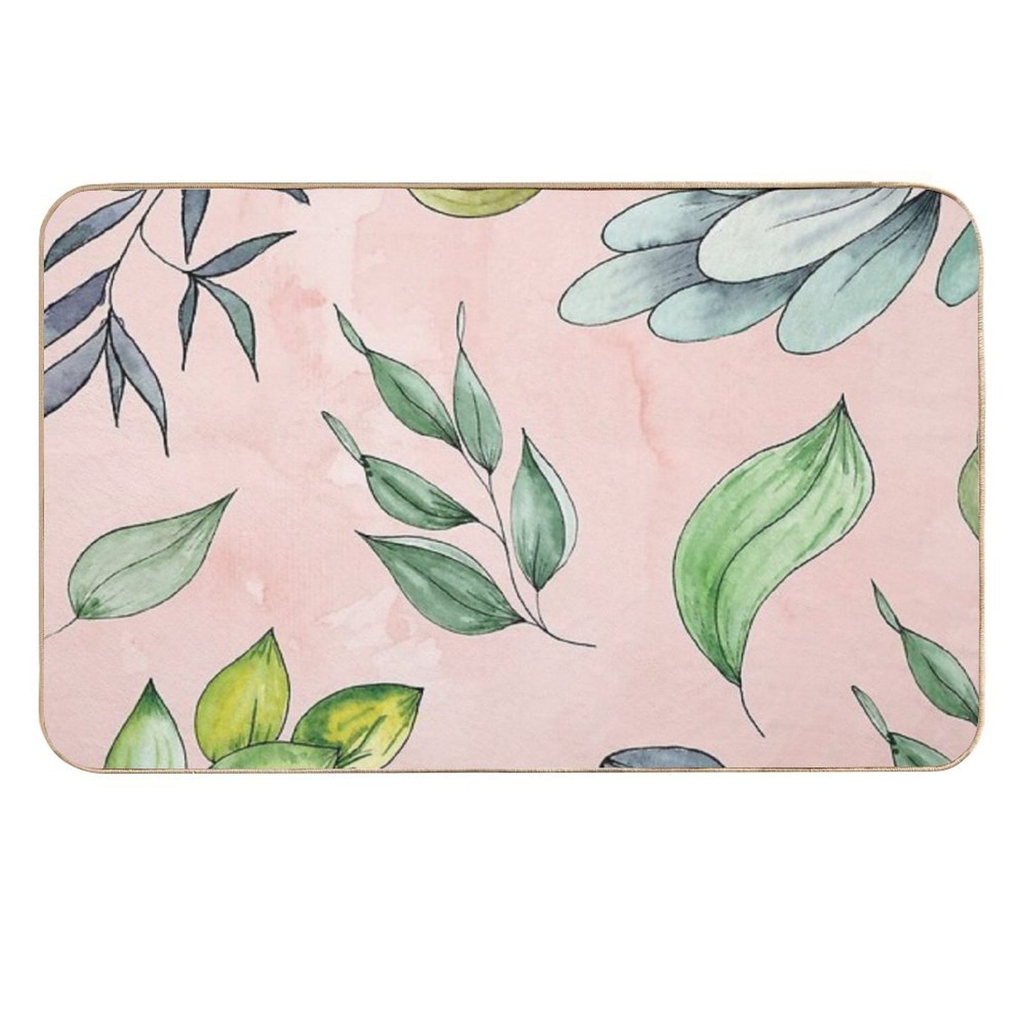Cheerful Watercolour Leaf Minimalistic Pattern  Anti-Trip Bath Mat