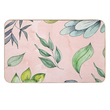 Cheerful Watercolour Leaf Minimalistic Pattern  Anti-Trip Bath Mat