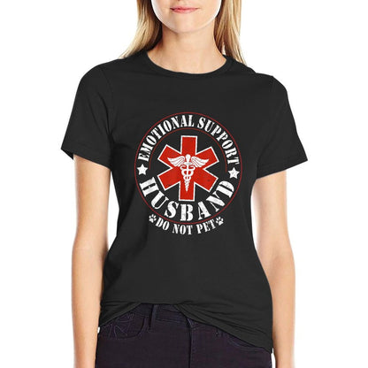 Emotional Support Husband Do Not Pet Funny Mens Husband  Fade-proof Color T-Shirt
