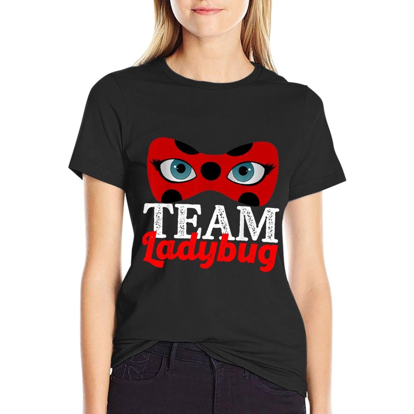 Team Ladybug Funny Costume Mask  Oversized Silhouette T-Shirt