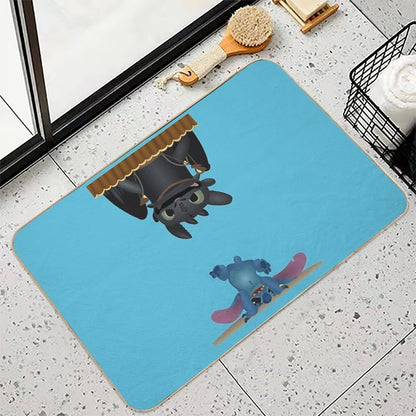 Besties Are As Mad As Each Other - Stitch And Toothless  Easy Maintenance Bath Mat