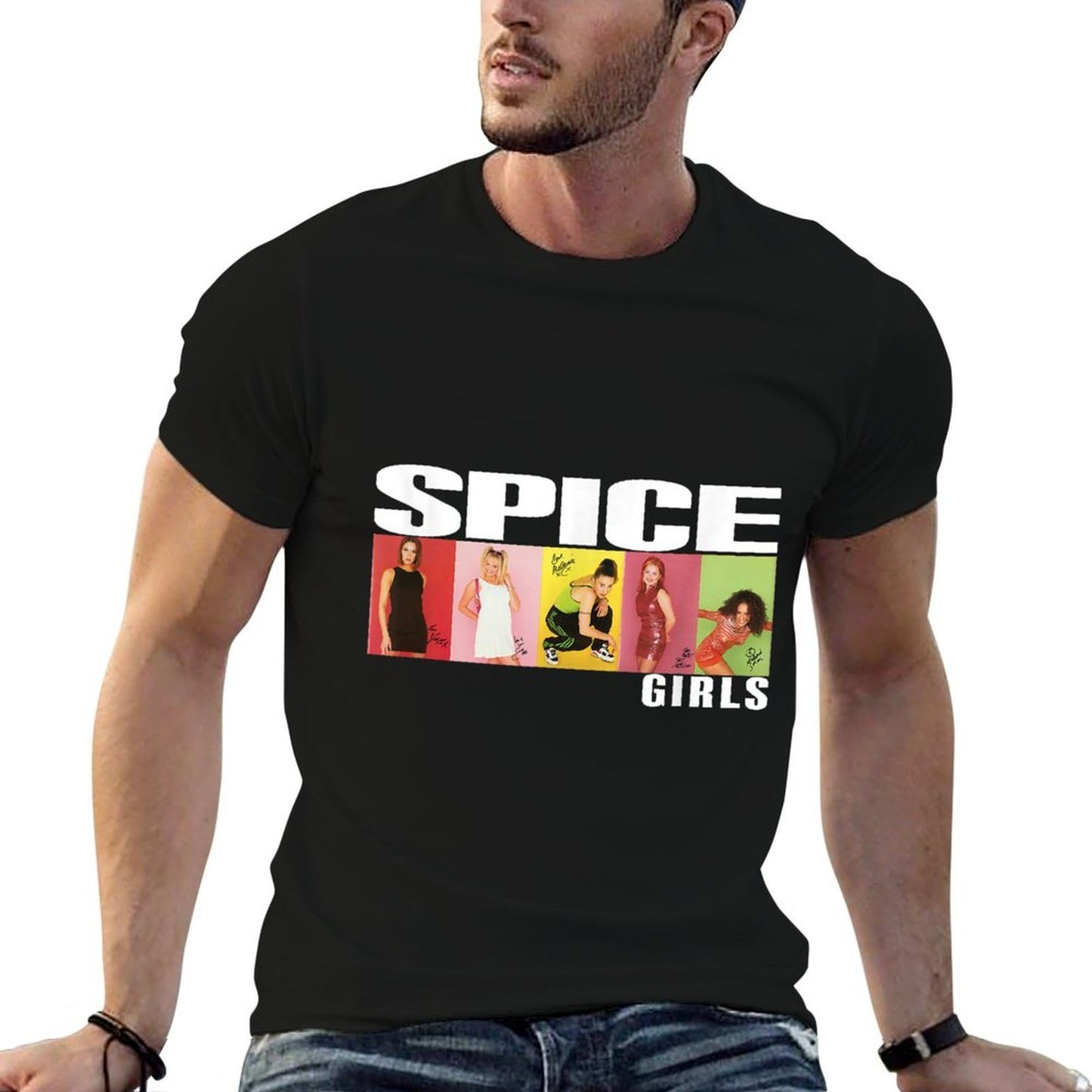 Official Spice Girls Photo Block  High-quality Stitching T-Shirt