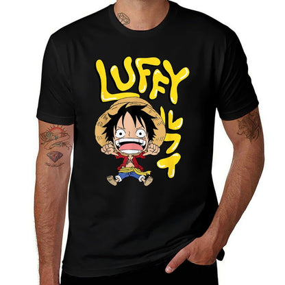 One Piece Anime Luffy Chibi with Bubble Letters  Easy-care T-Shirt