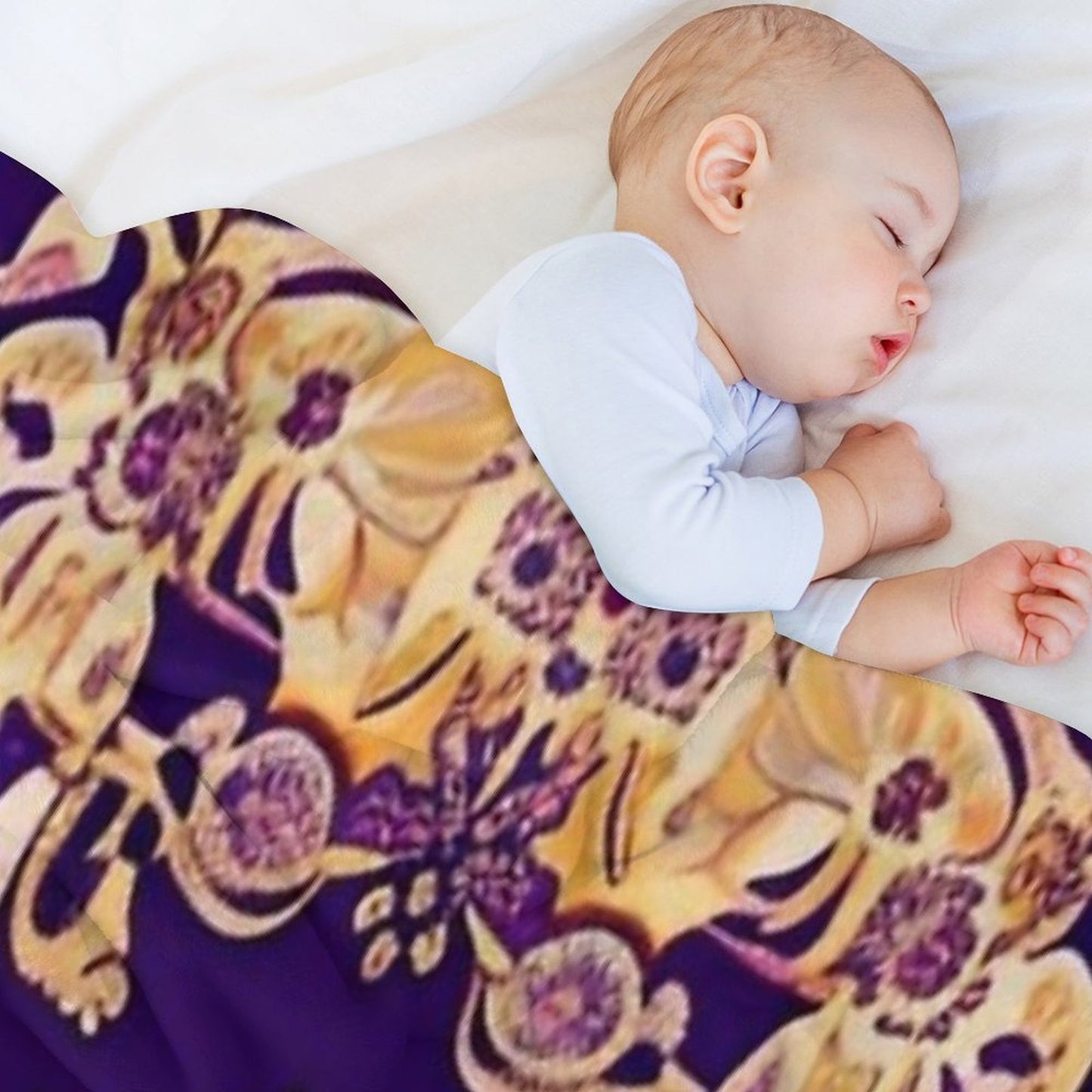 Purple And Gold Persian Floral Shrink-resistant Throw Blanket