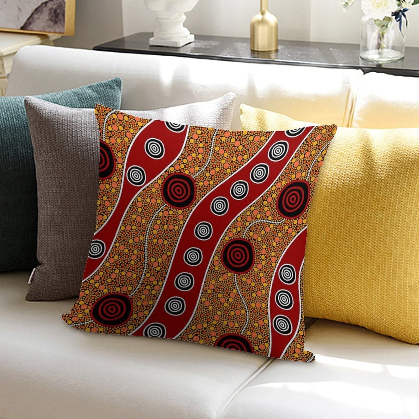 Authentic Aboriginal Art - Untitled Soft Style Accent Throw Pillow