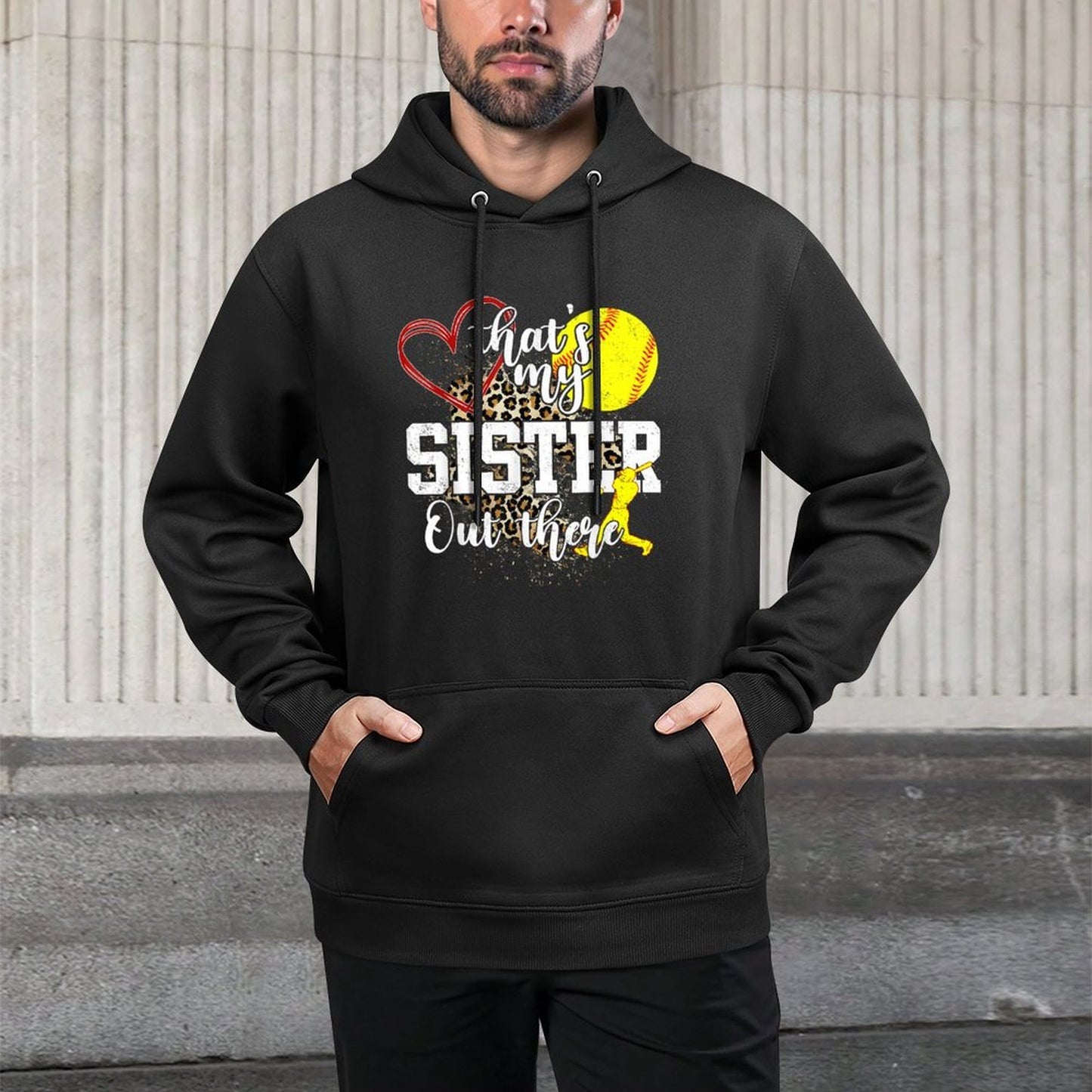 Thats My Sister Out There Softball Kangaroo Pocket Hoodie