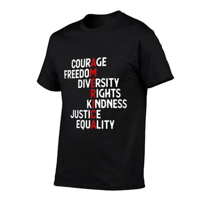 Womens America Courage Freedom Diversity Rights Kindness Justice Eq  Easy-care T-Shirt