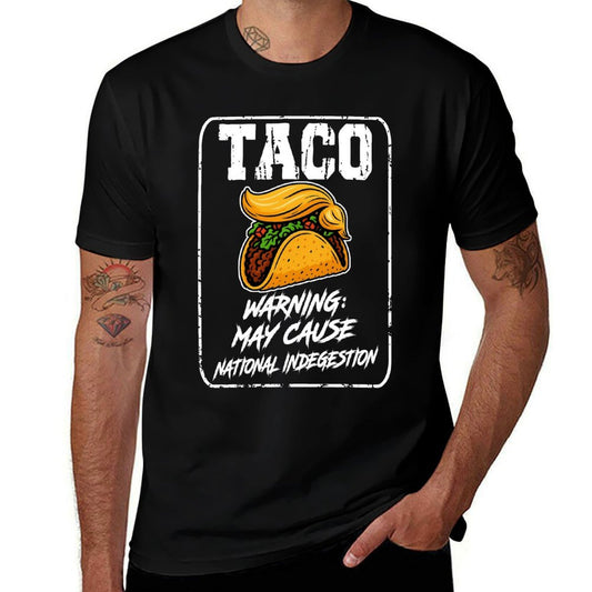 TACO Anti Trump Warning May Cause National Indigestion Retro  Ribbed Collar T-Shirt