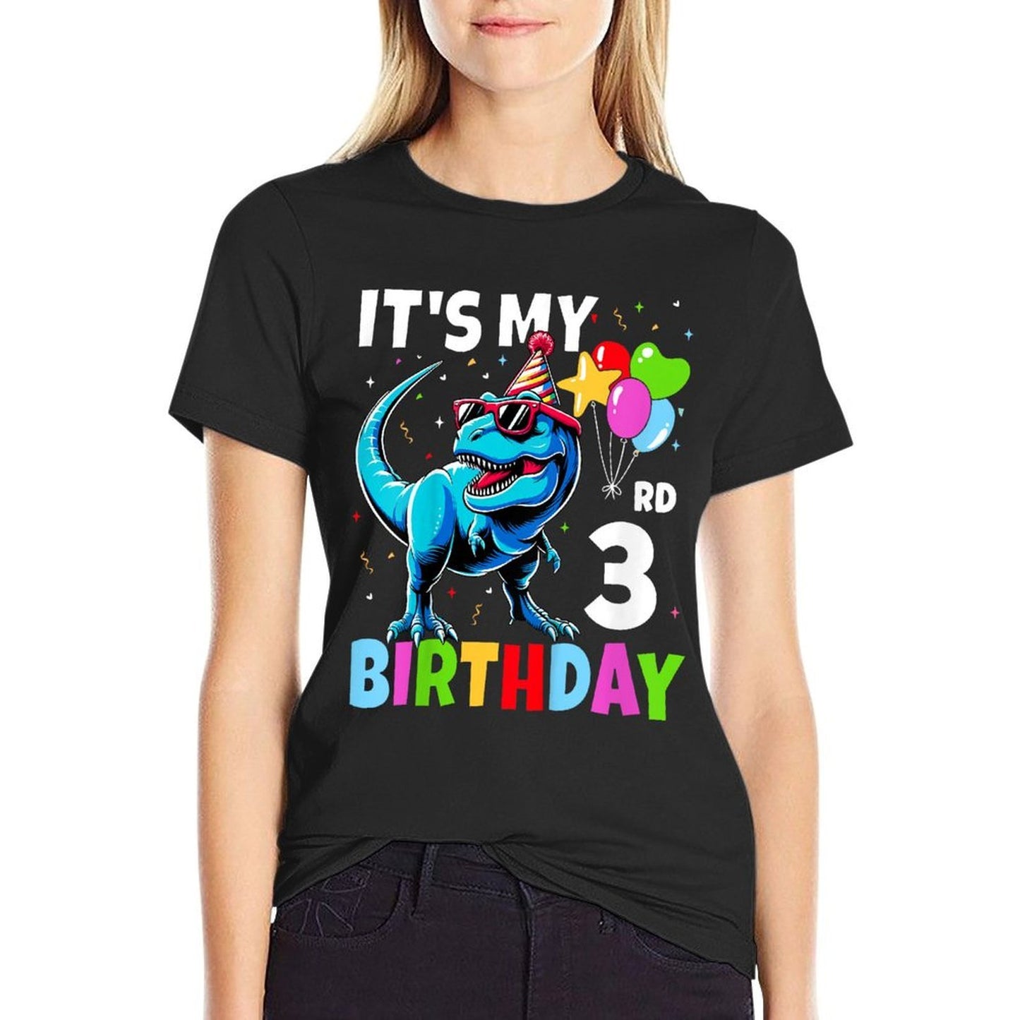 Kids 3rd Birthday Boy 3yr Three 3 Year Old Dinosaur T-Rex  Relaxed-fit T-Shirt