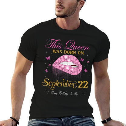 This Queen Was Born on September 22, 22nd September Birthday  Heathered Texture T-Shirt