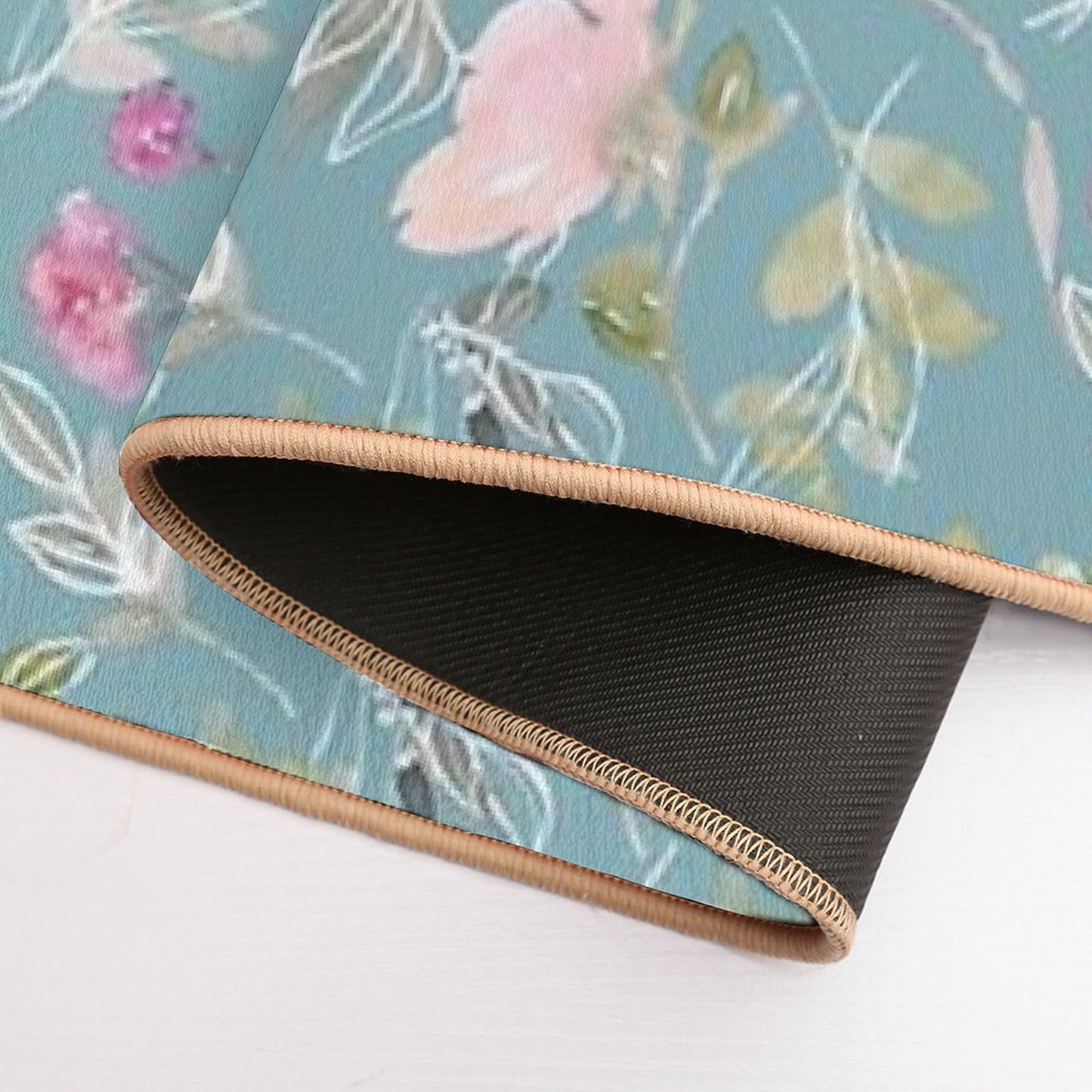 Light Blue Blossoming Floral Pattern  Absorbent Bath Mat