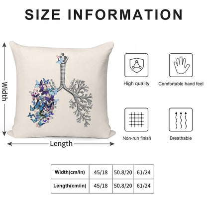 Flowers Lung, Floral Leaves, Lungs,healthy Lung, Lungs Cancer, Respiratory Therapist, Cystic Fibrosis Soft High-Density Material Throw Pillow