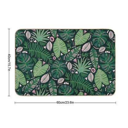 Aztec Jungle Leaves  Slip-Resistant Bath Mat