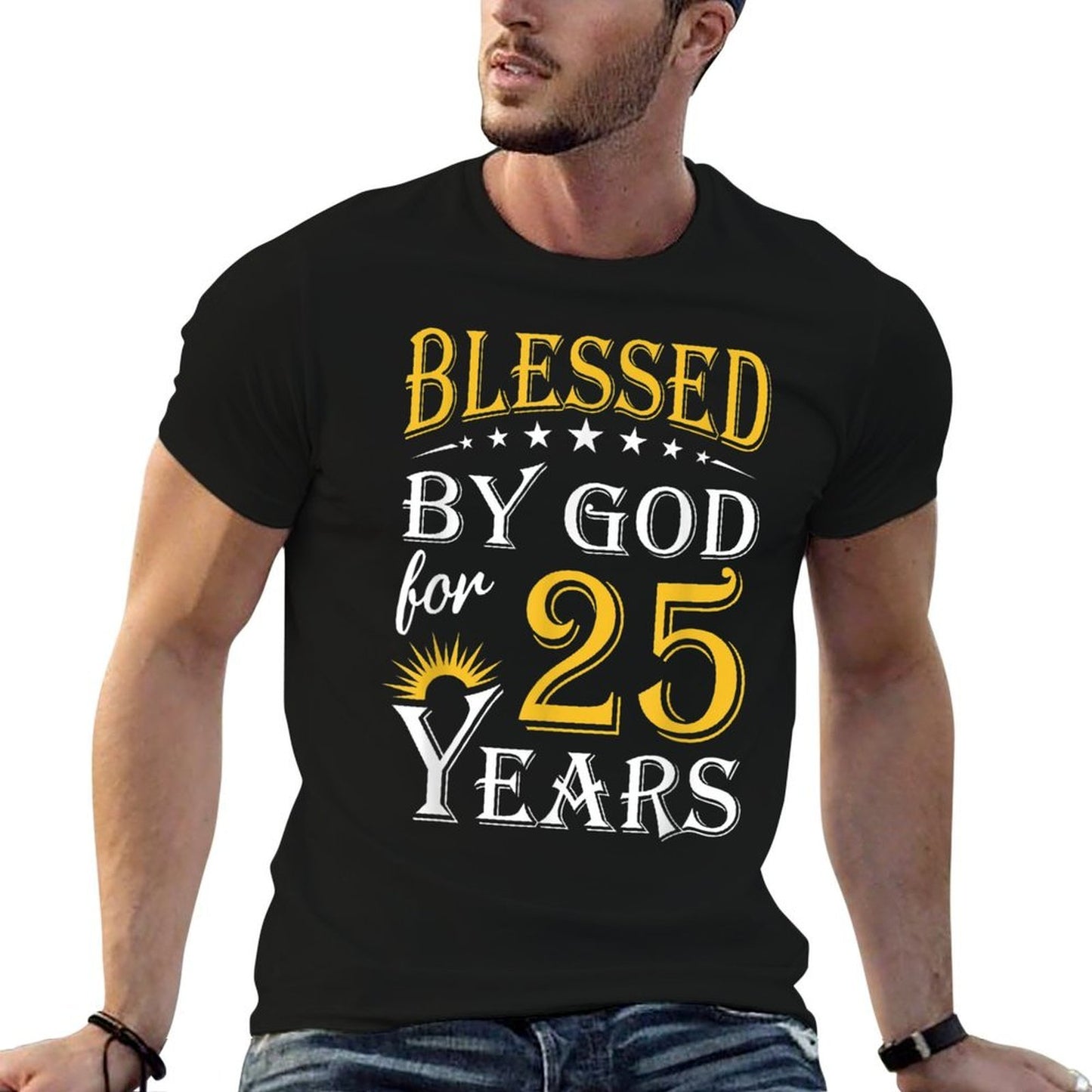 Vintage Blessed by God for 25 Years Happy 25th Birthday  Relaxed-fit T-Shirt