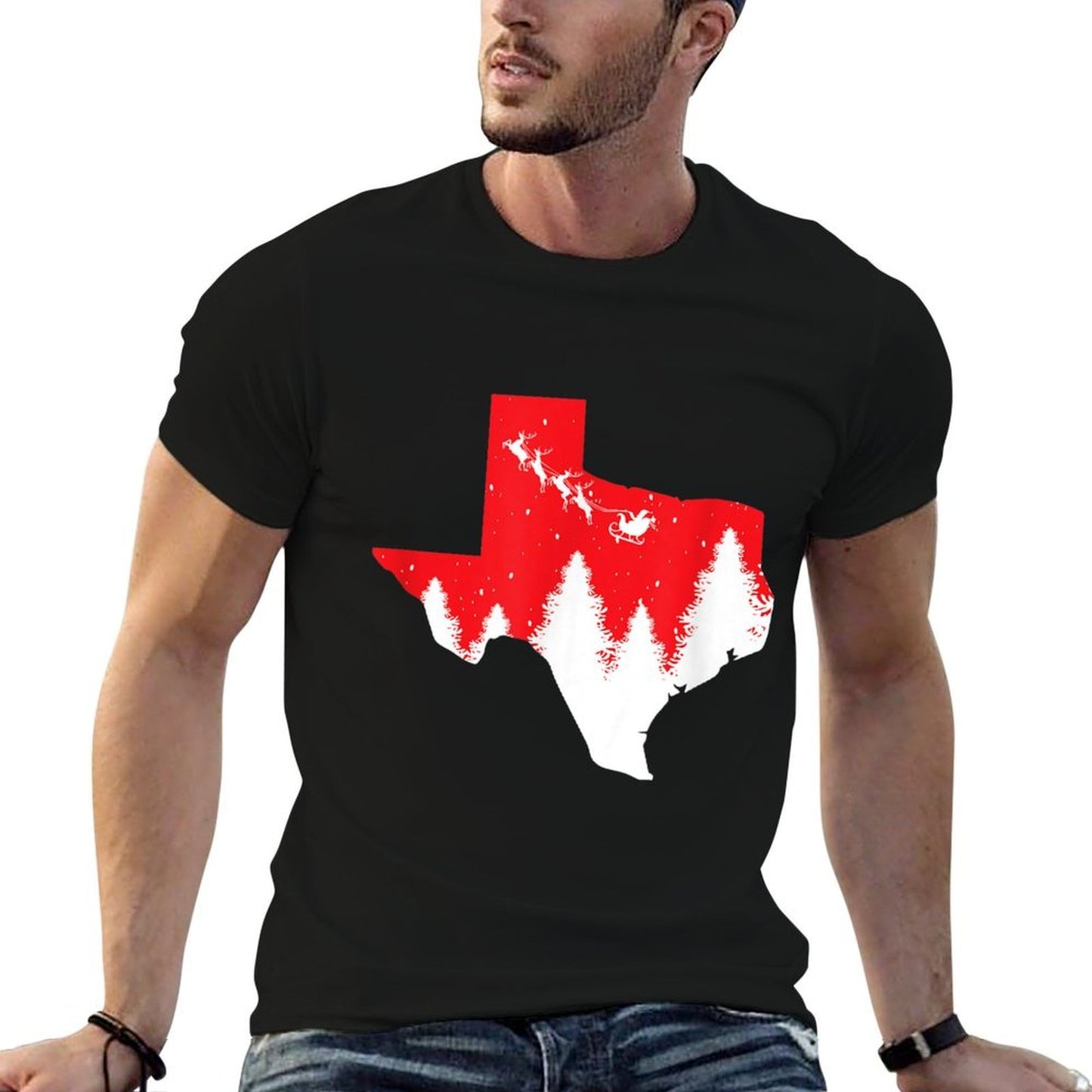 Texas Matching Family Christmass Pajamas Top  Slim-fit Cut T-Shirt