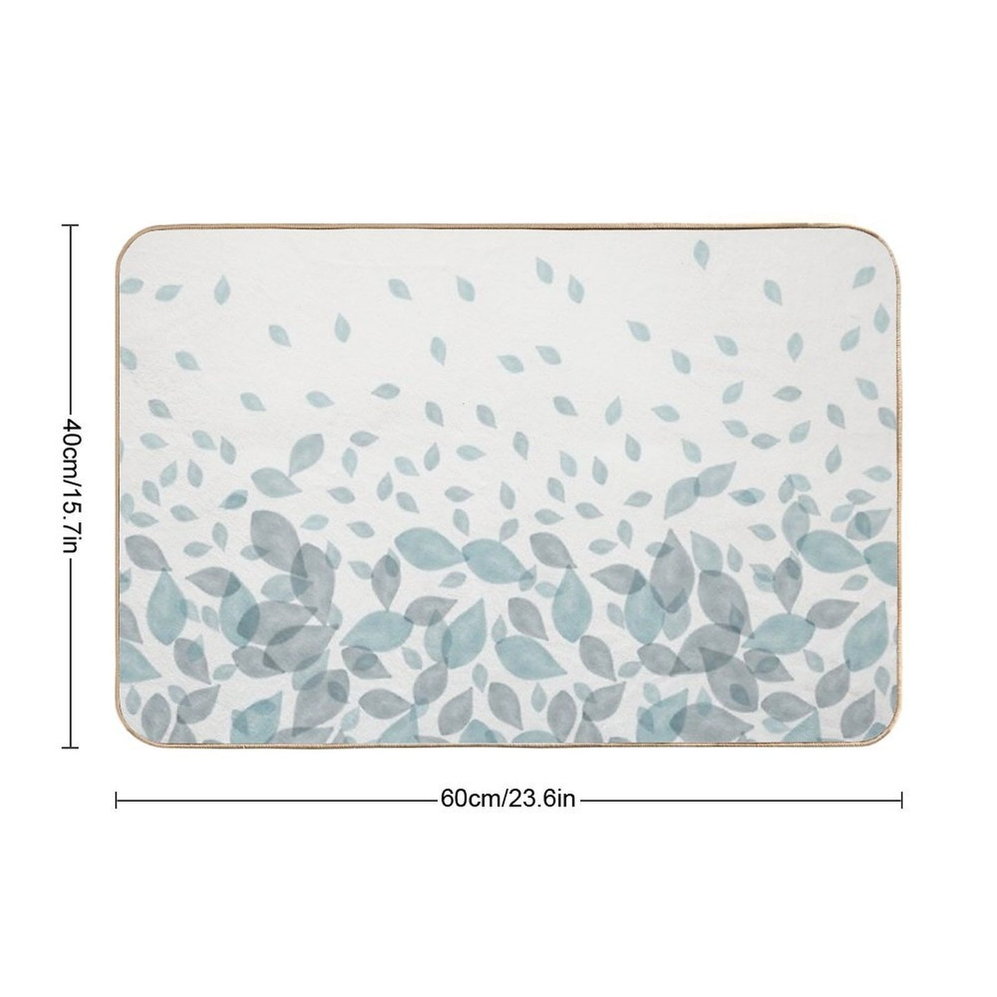 Watercolor Scatter Leaves (Teal)  Non-Slip Bath Mat