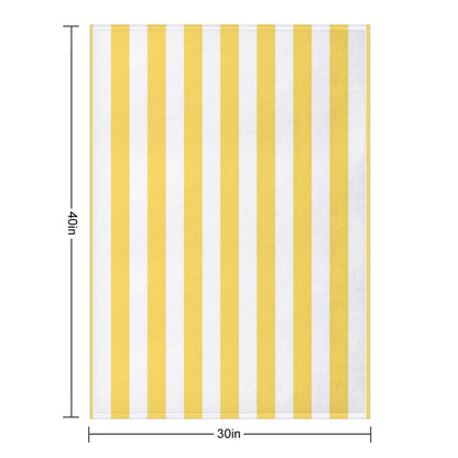 Yellow And White Vertical Stripes Plush Throw Blanket