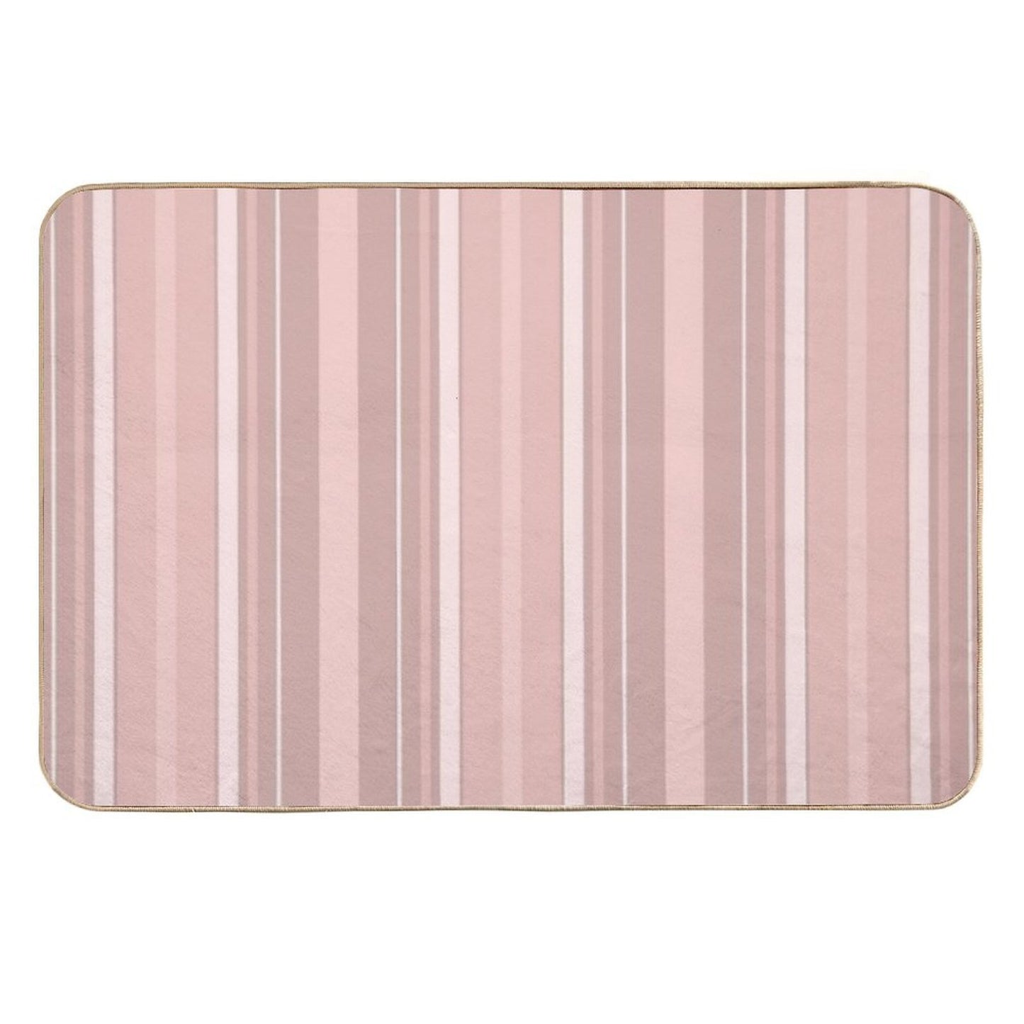 Rose Gold Slimming Effect Vertical Balanced Stripes Durable Bath Mat