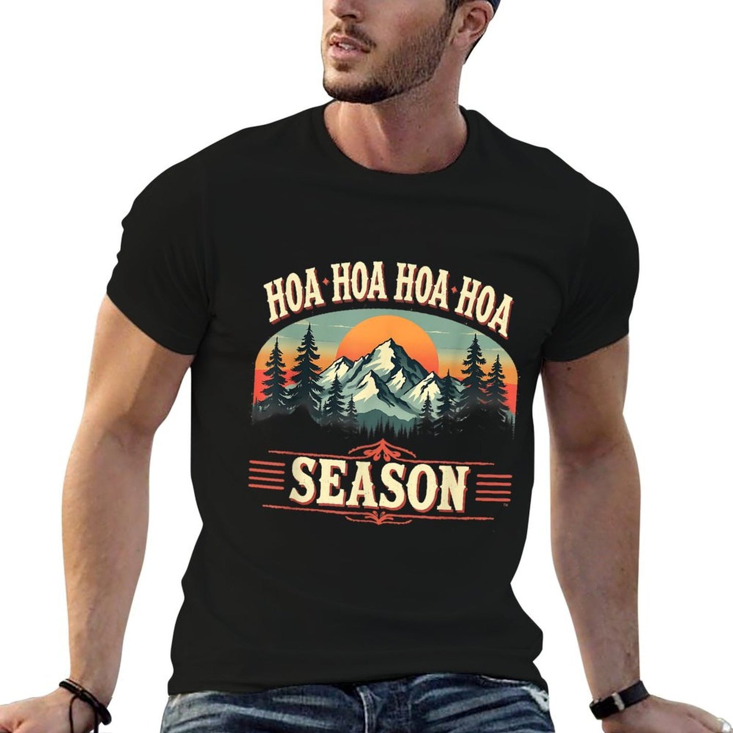 Hoa Hoa Hoa Hoa Hoa Cozy Season Twilight Lover Pine Forest  Oversized Silhouette T-Shirt