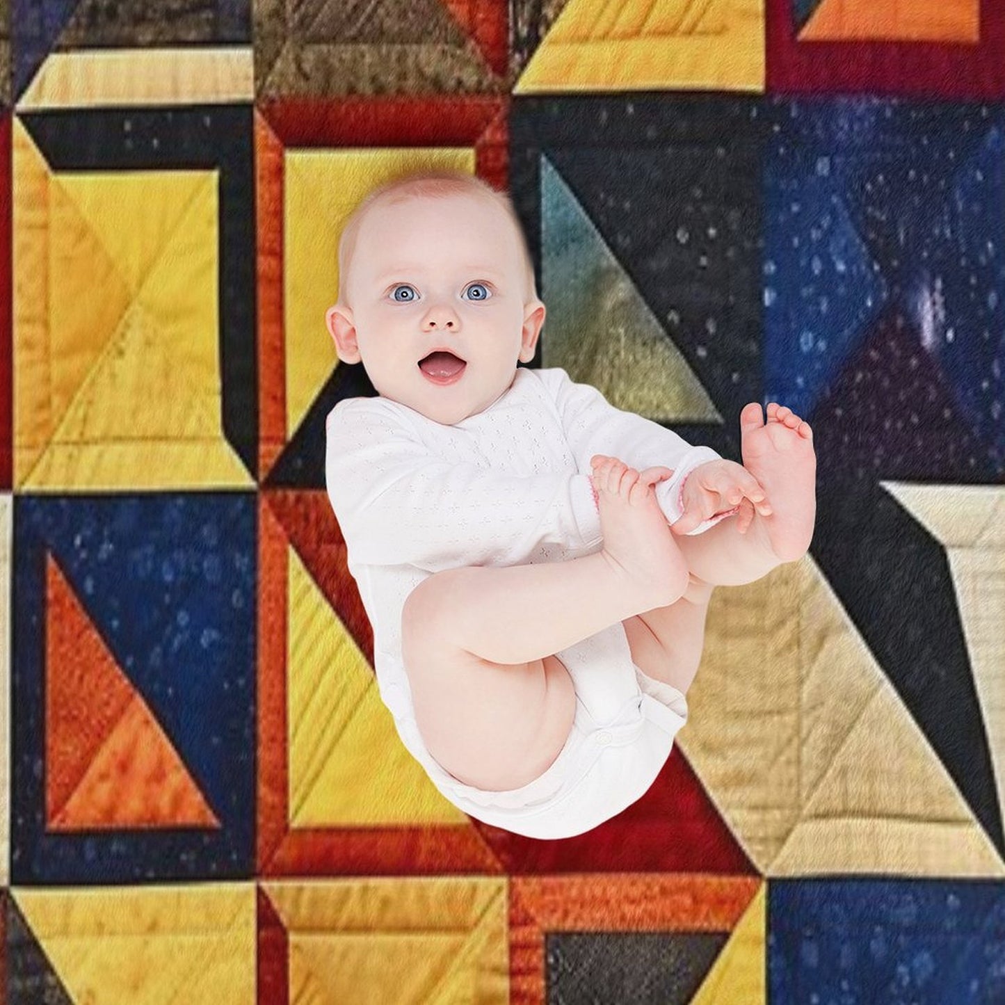 Block Quilt Pattern Eco-conscious Throw Blanket