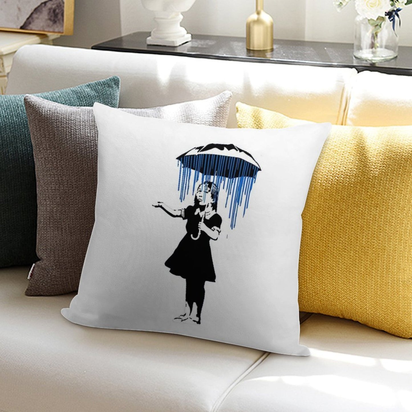 Banksy Raining on The Inside! Soft Home Decor Throw Pillow