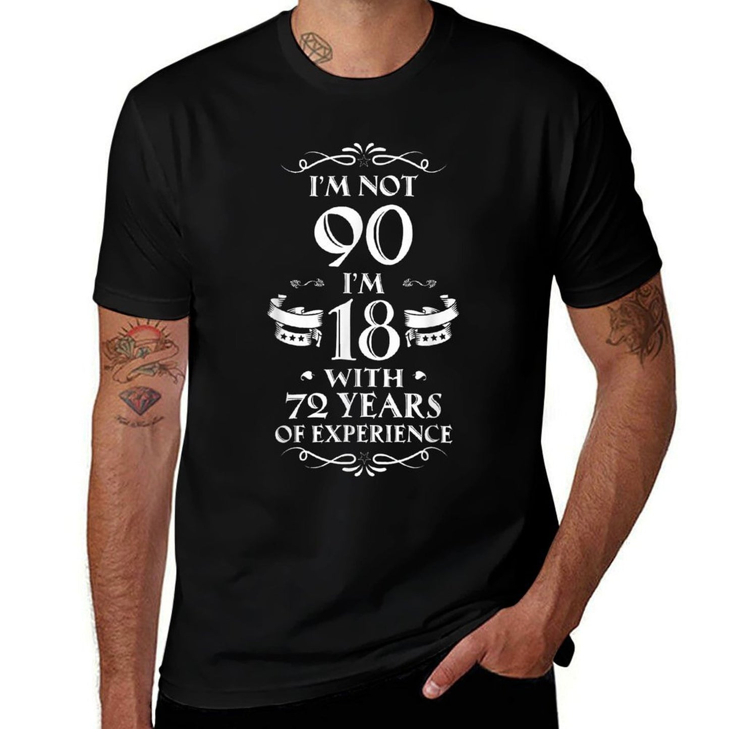 I'm Not 90 I'm 18 With 72 Years Of Experience 90th Birthday  Summer-ready Fabric T-Shirt