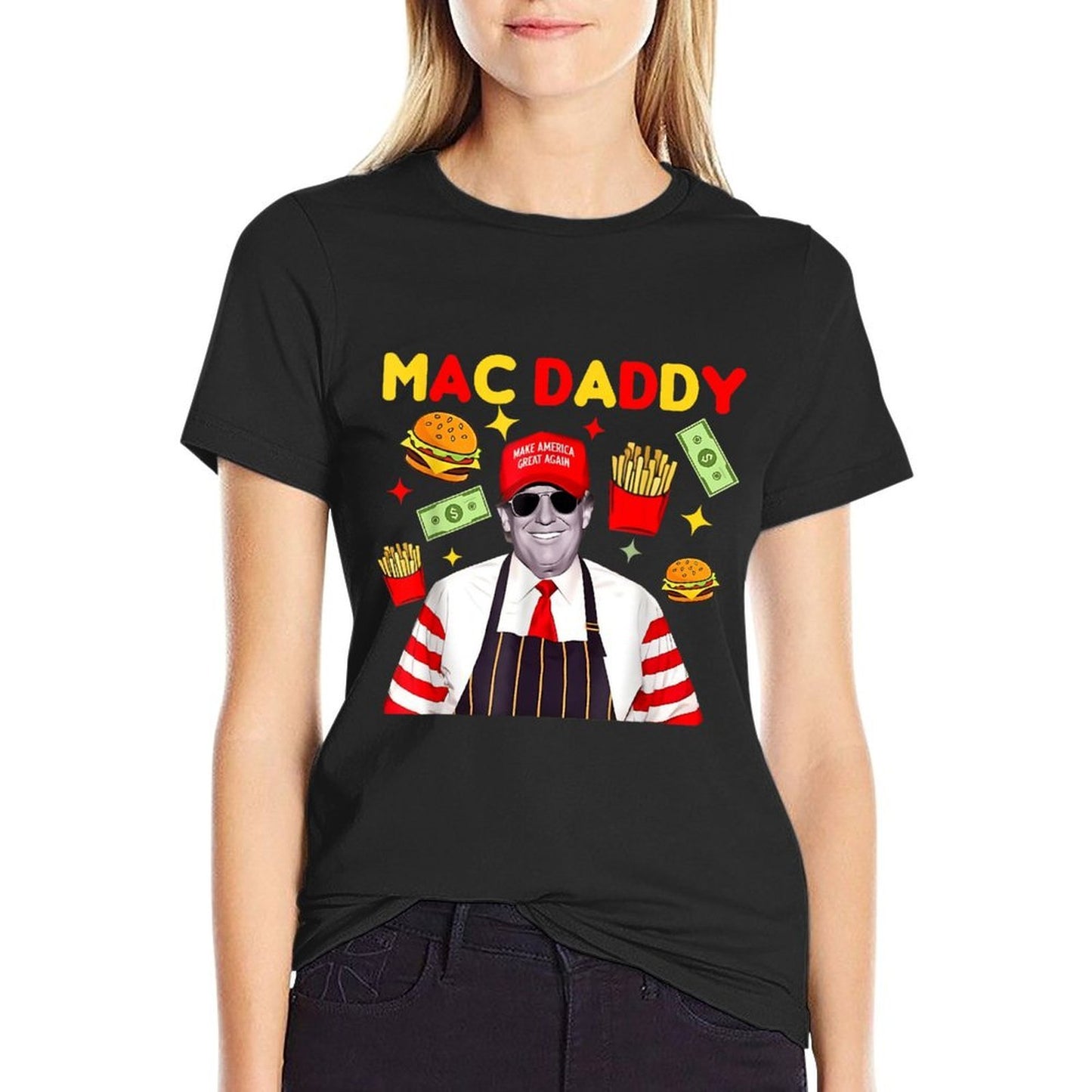 Trump Mac Daddy Unisex - Black - Small - - Classic Fit - Cartoon Theme - All Seasons  Quick-drying T-Shirt