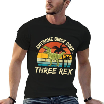 Three Rex 3rd Birthday Boy Third Dinosaur 3 Year Old  Fade-proof Color T-Shirt