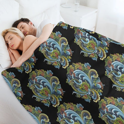 Traditional Norwegian Telemark Rosemaling Velvety-soft Throw Blanket
