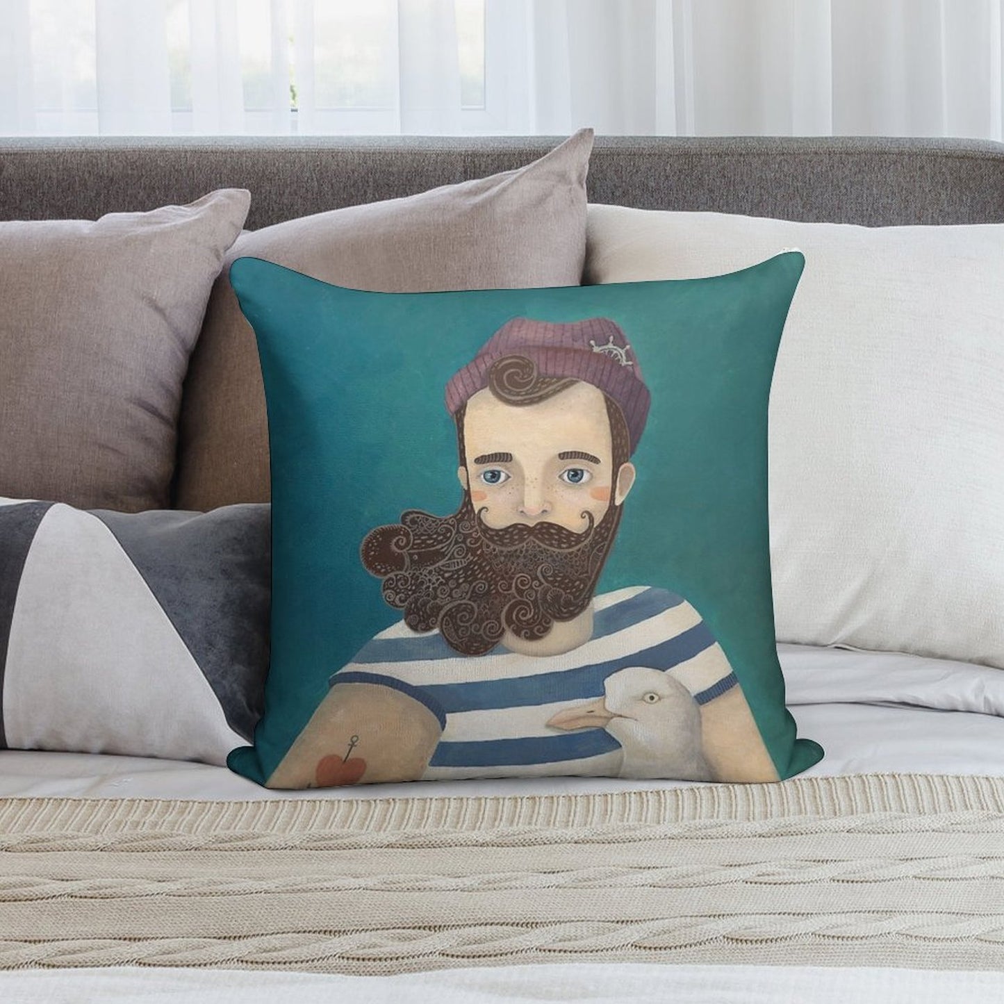 A Sailor Soft Washable Throw Pillow