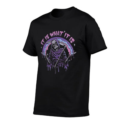 Death ~ It Is What It Is ~ Pastel Goth Grim Reaper Drip  Summer-ready Fabric T-Shirt