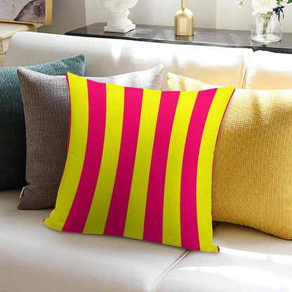 Bright Neon Pink And Yellow Vertical Cabana Tent Stripes Soft Multiple Sizes Throw Pillow