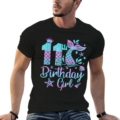 Mermaid Birthday Girl 11 Year Old Its My 11th Bday Mermaid  Tagless Design T-Shirt