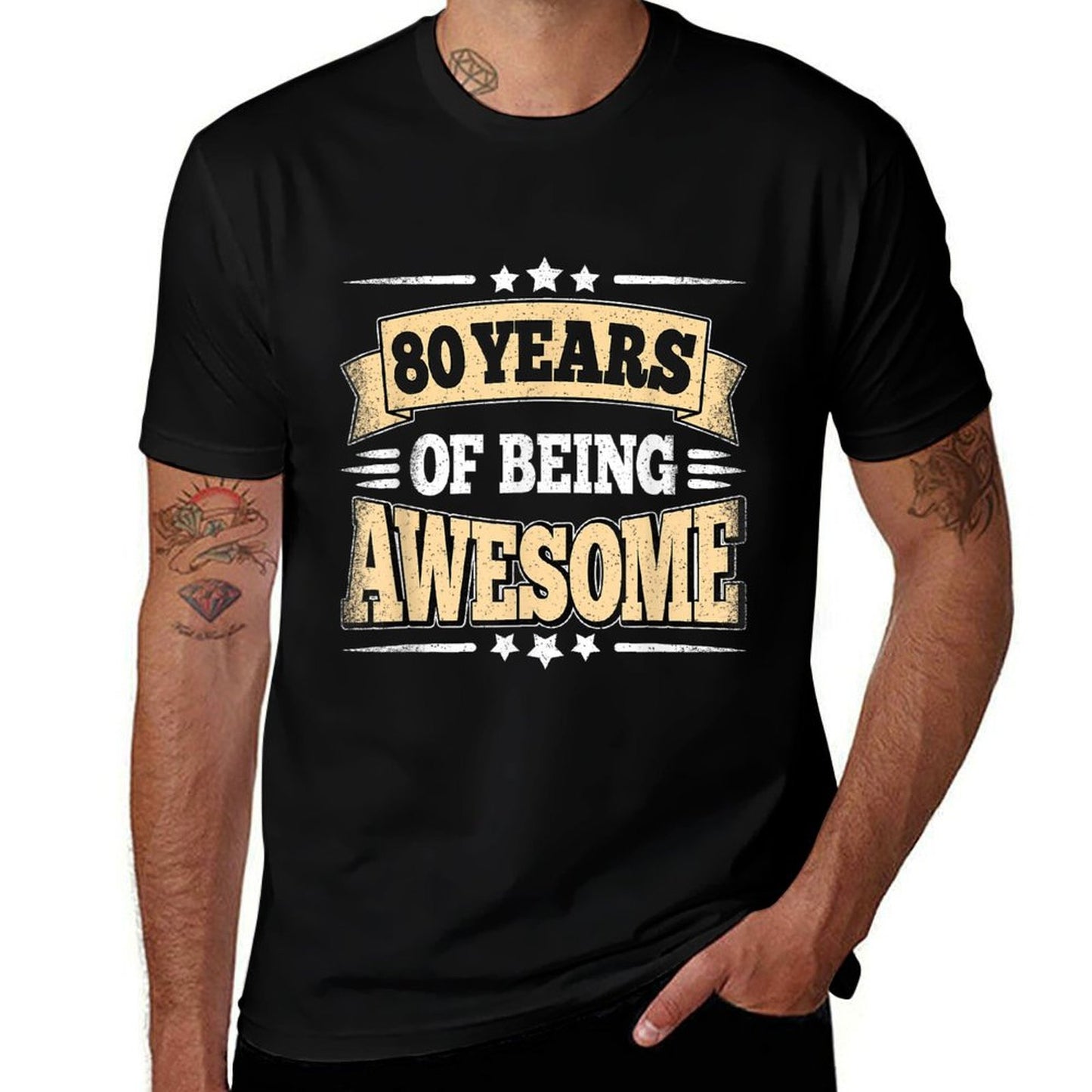80 Years Of Being Awesome 80 Years Old 80th Birthday Vintage  Summer-ready Fabric T-Shirt