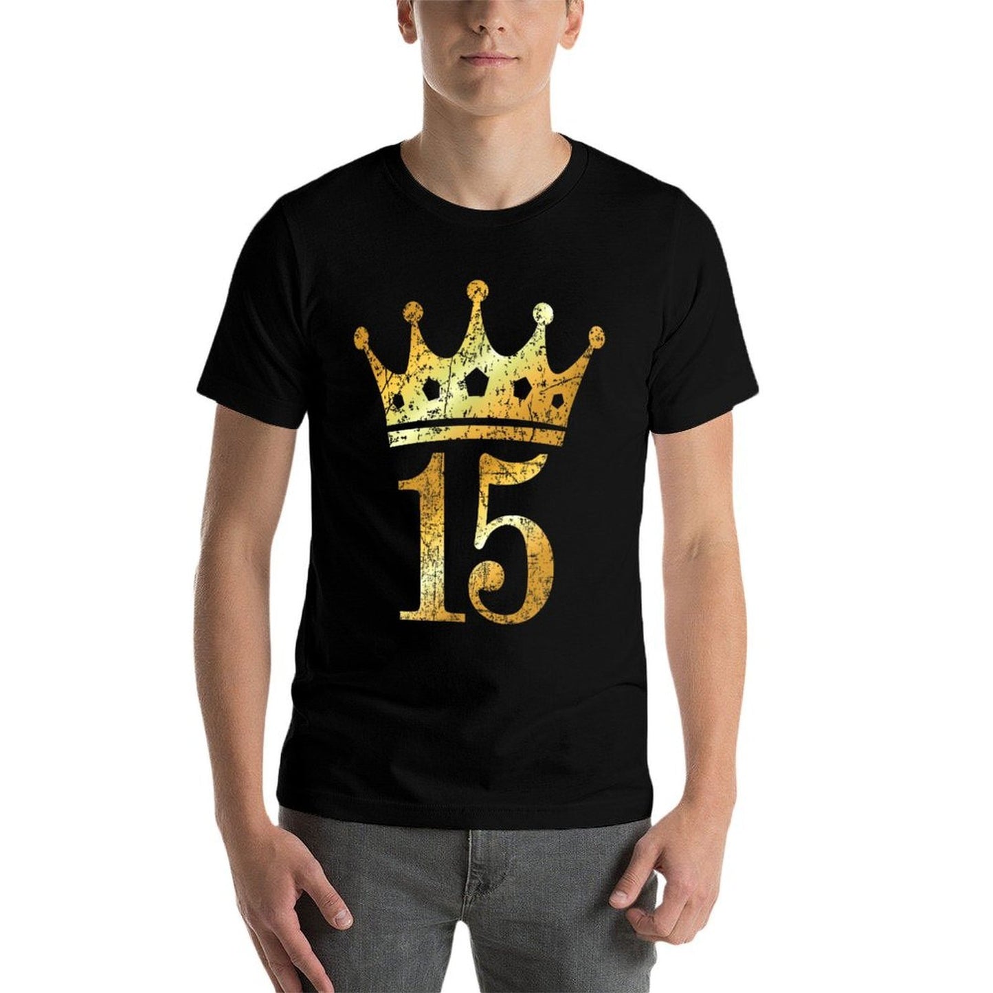 Crown Number 15 (Vintage Golden Yellow) 15th Birthday Comfortable T-Shirt