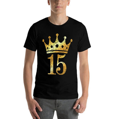 Crown Number 15 (Vintage Golden Yellow) 15th Birthday Comfortable T-Shirt
