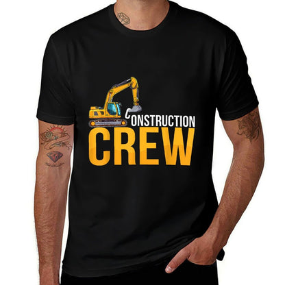 Mens Boys Construction Crew Construction Birthday Party  Rolled Sleeves T-Shirt