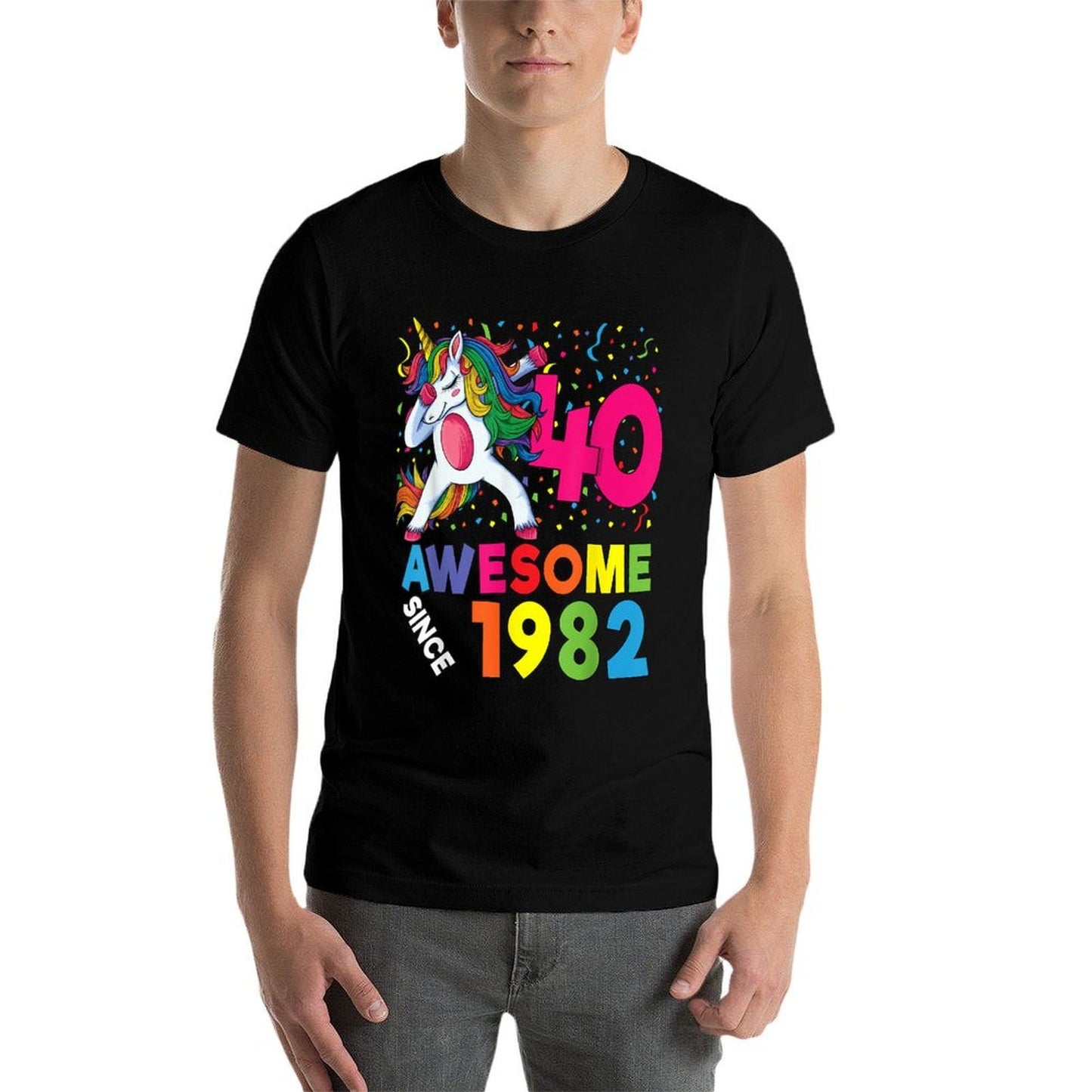 40th Birthday Dabbing Unicorn Party Gift 40 Years Old Women  Polyester Blend T-Shirt
