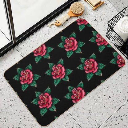 Traditional Red Rose Tattoo  High-Traffic Bath Mat