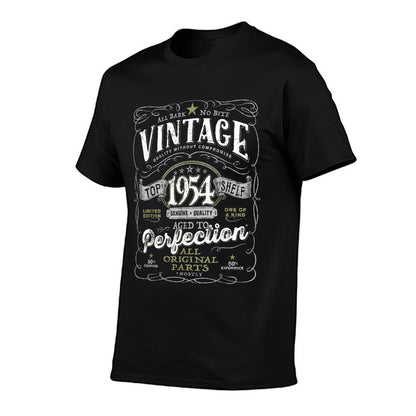 70th Birthday Top for Men, Vintage 1954 Aged to Perfection  Summer-ready Fabric T-Shirt
