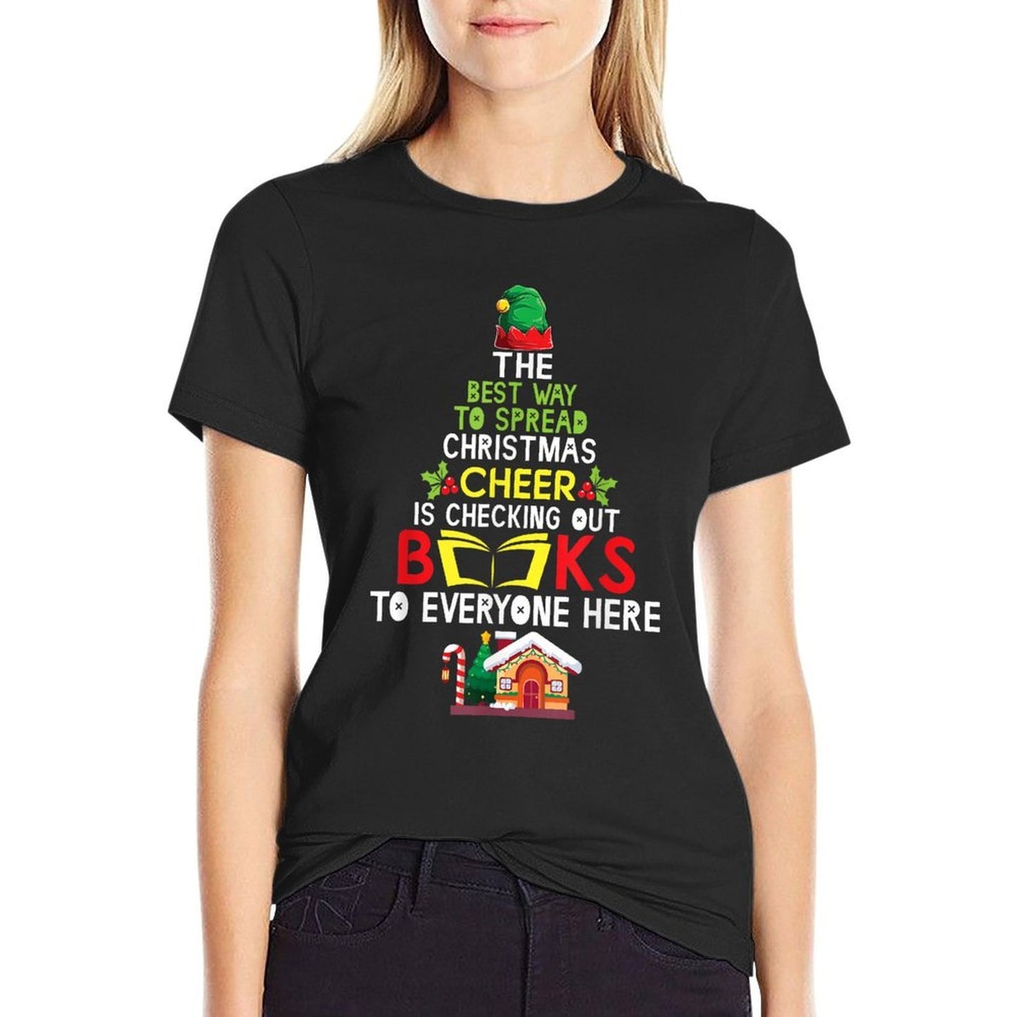 The Best Way To Spread Christmas Cheer Is Checking Out Books  Rolled Sleeves T-Shirt