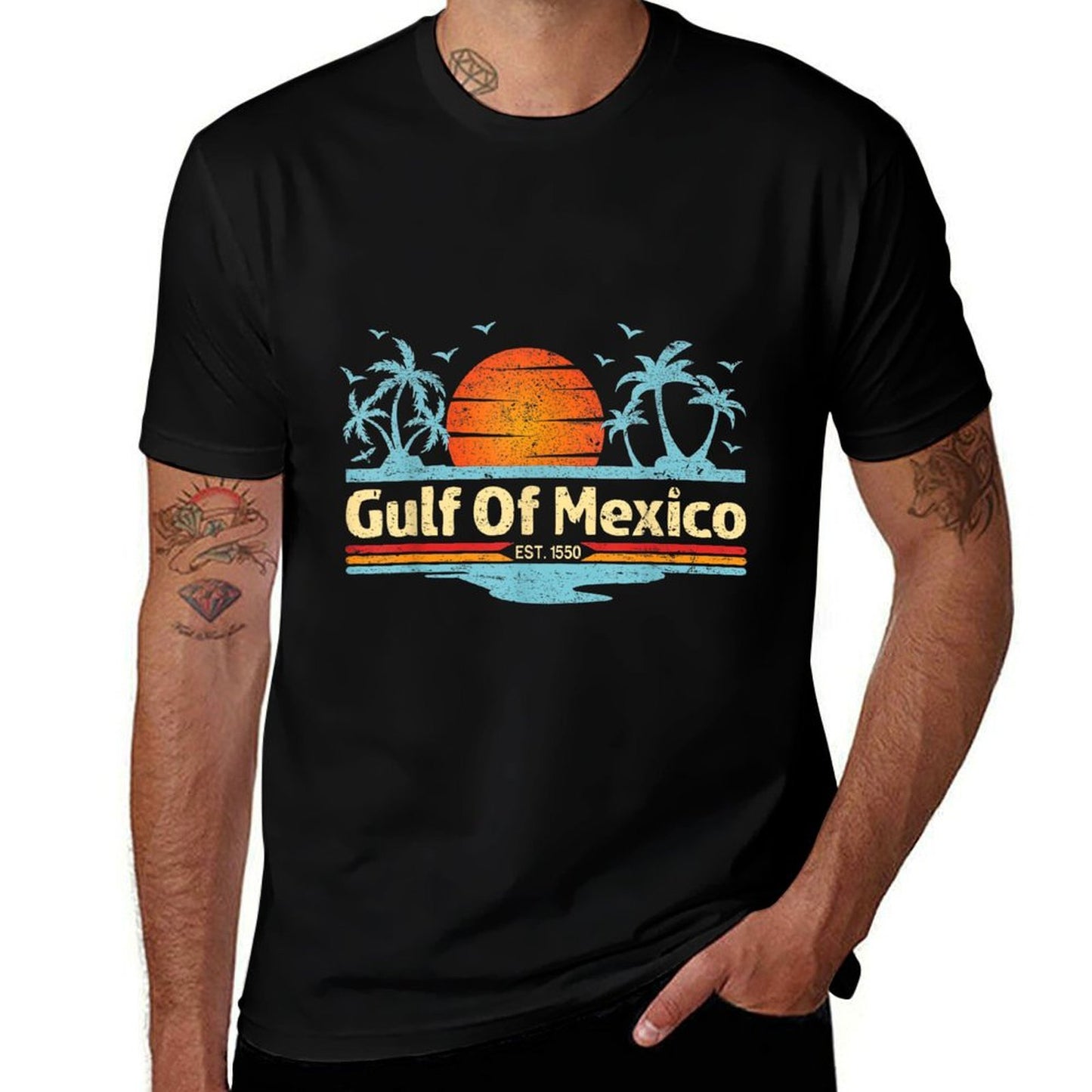 Gulf of Mexico Historic 1550 Retro Vintage Beach Men Women Comfortable T-Shirt