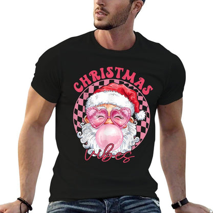 Vintage Groovy Santa Claus Christmas Vibes Womens Kids Girls  Eco-friendly Material T-Shirt