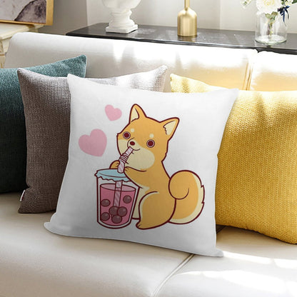 Bubble Tea Shiba Soft High-Density Material Throw Pillow