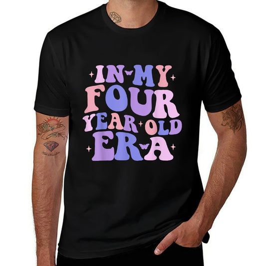In My Four Year Old Era Kids Fourth Birthday Girls Boys  Oversized Silhouette T-Shirt