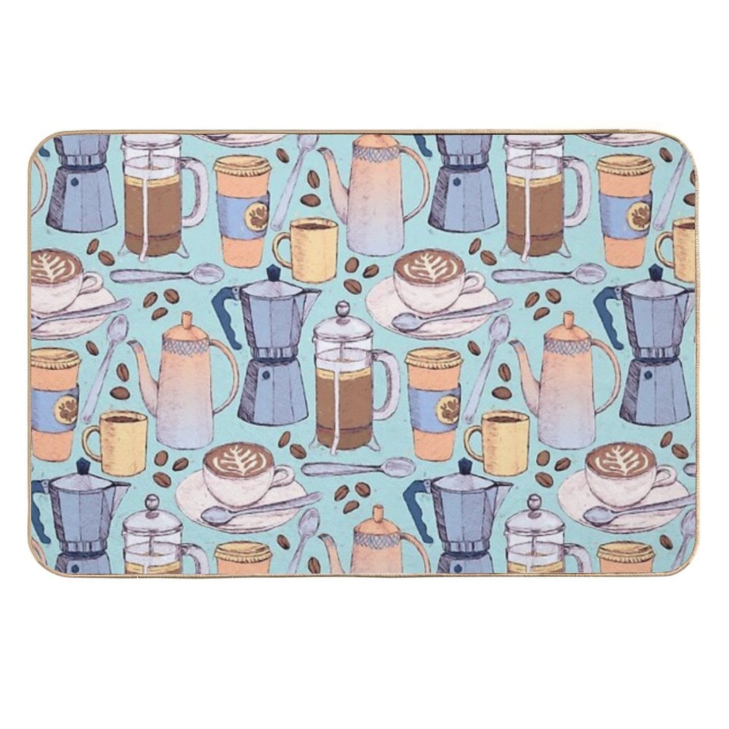 Coffee Love on Blue  Eco-Friendly Bath Mat