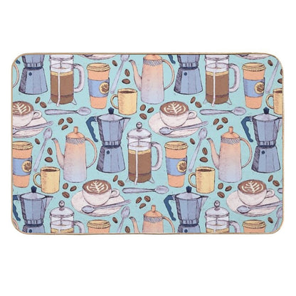 Coffee Love on Blue  Eco-Friendly Bath Mat