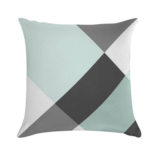 Duck Egg & Grey Patchwork Soft Gift Ready Throw Pillow