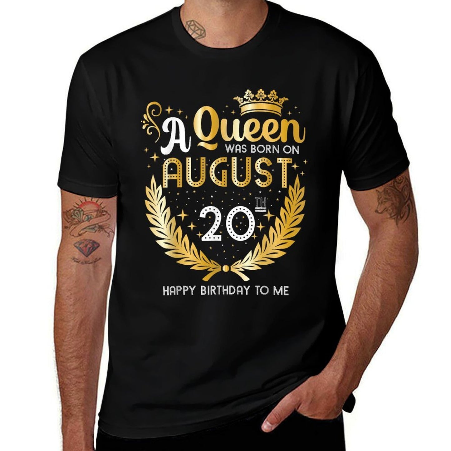 A Queen Was Born on August 20, Girly August 20th Birthday  Polyester Blend T-Shirt