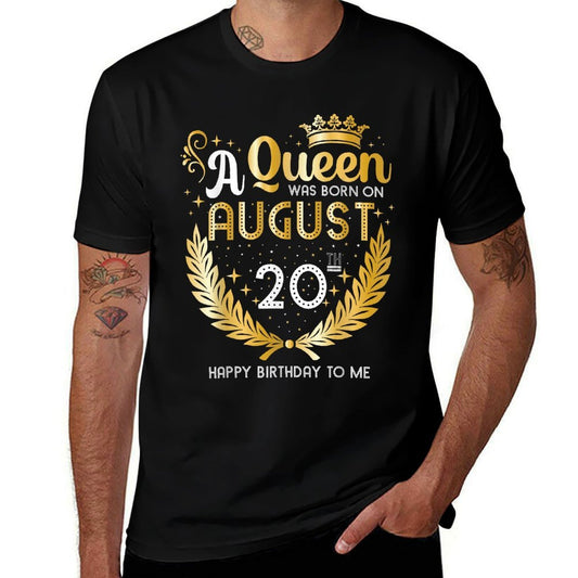 A Queen Was Born on August 20, Girly August 20th Birthday  Polyester Blend T-Shirt
